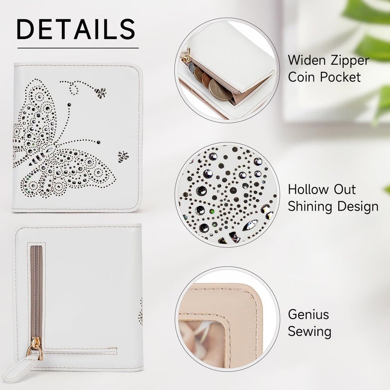 KITEVIUN Small RFID Wallet Women Ultra Thin Slim Womens Wallet Mini Compact Bifold Pocket Ladies Wallets for Women WHITE - Image 4